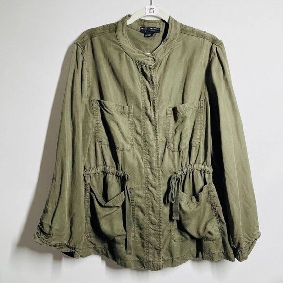 Sanctuary Jackets & Blazers - Social Standard By Sanctuary Womens Olive Tencel Safari Utility Jacket Size XL
